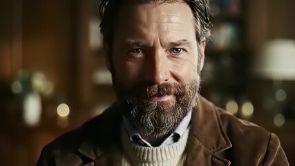Two men with beards, one in a sweater and one in a jacket, stand out against a neutral background, capturing the concept of diversity and individuality through their differing attire.