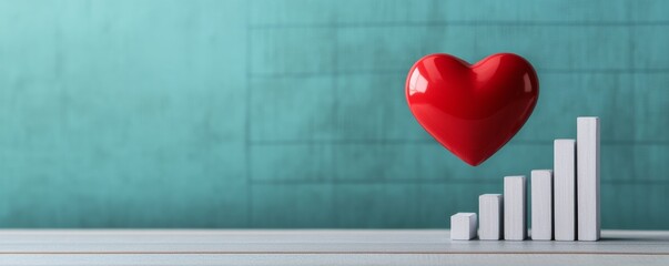 Heart and Rising Bar Chart Growth Concept ,Success, love