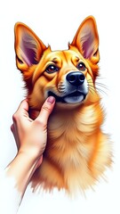 Golden Retriever Puppy Being Pet