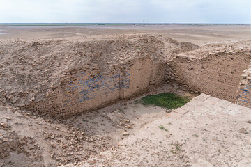 The walls and bricks in the excavation site in the Ancient City of Uruk, Iraq