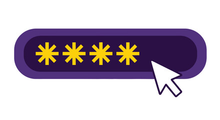 A purple button displaying asterisks with a white cursor pointer hovering over it