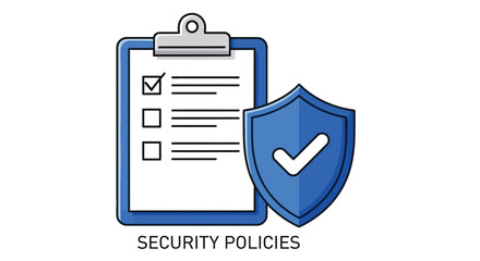 Clipboard with checklist and shield icon representing data security and policy compliance