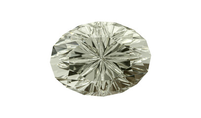 A radiant heliodor gemstone with an oval cut, featuring a golden-yellow hue and sparkling facets....