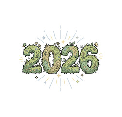 Fresh Green Moss and Grass 2026 Typography Vector Illustration5
