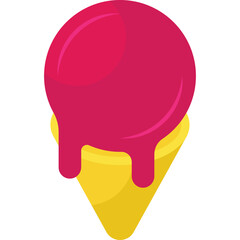 Vibrant Pink Ice Cream Cone with Dripping Topping on Transparent Background A Sweet Frozen Dessert Treat for Summer Refreshment