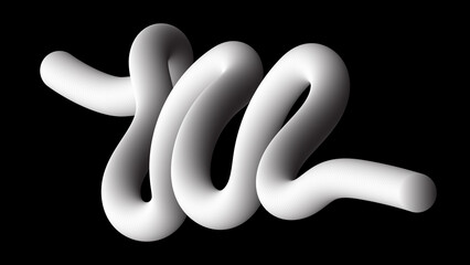 Twisted White Tubular Structure – Abstract 3D Curve on Black Background