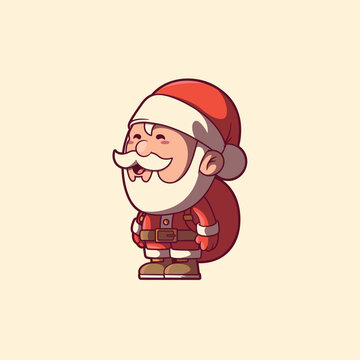 Adorable Santa Mascot Illustration, Merry Christmas Design. Holidays, Seasonal design concept.