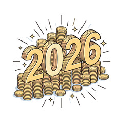 Stacked Golden Coins 2026 Vector Illustration2