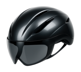 Streamlined road bike helmet with a sleek shell and built-in visor for less drag.