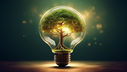 illuminating sustainable innovations a tree encapsulated in a light bulb