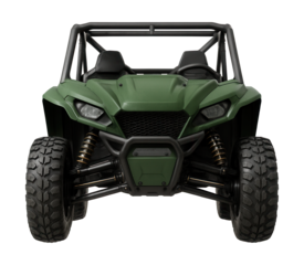 All-terrain vehicle with a safety cage and customizable suspension.