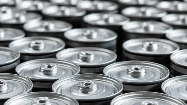 Close medium view of airtight tin cans being meticulously formed and sealed to preserve product freshness and durability.