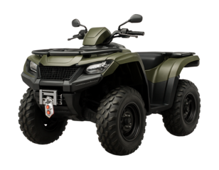 All-terrain vehicle with a locking differential and front winch for enhanced utility.