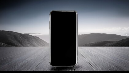 smartphone displaying a blank black screen providing space for content or representing digital pause and modern technology
