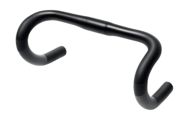 Drop handlebar with dual-tone grip tape and flared ends for road cycling.