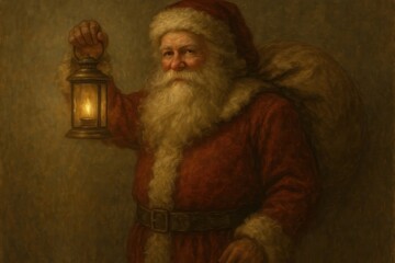 Vintage Santa Claus painting background