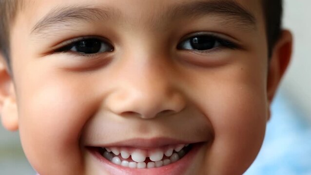 Happy Young Boy Smiling Brightly in Close-Up Portrait
