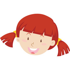 Close Up Portrait Of A Smiling Young Girl With Red Pigtails And Bangs Featuring A Transparent Background For Easy Integration