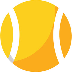 Vibrant Yellow Tennis Ball with White Curved Stripes Isolated on Transparent Background Representing Sport and Competition