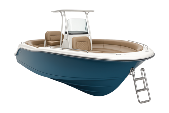 Family-friendly console boat with wraparound seating and a swim ladder.