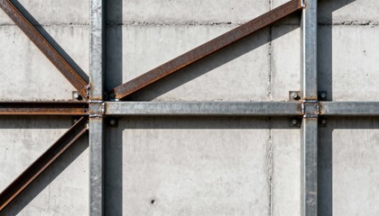 Medium shot capturing steelreinforced loadbearing wall assembly featuring metal beams integrated for enhanced structural support.