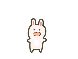 Cute Panicked Bunny Character Illustration | Kawaii Worried Rabbit