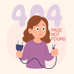 404 Error Page Illustration with Disconnected Plug