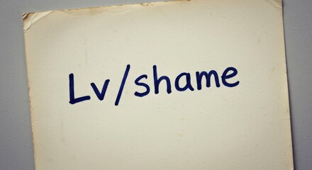 Conceptual image symbolizing the expression 'level of shame' with written text on paper providing