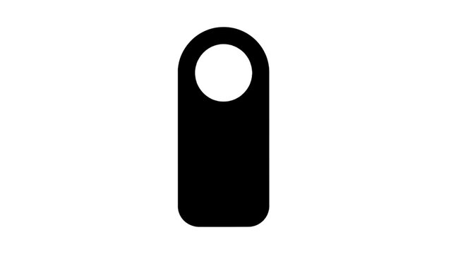 Vector illustration&nbsp;of simple black silhouette icon of a blank hotel door hanger tag isolated on transparent background