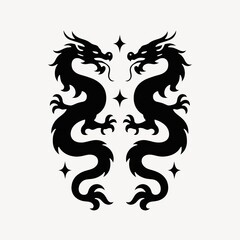 Obraz premium Twin dragons mystical symmetry