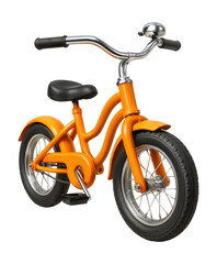 Fototapeta premium Orange tricycle featuring a low step-through frame and handlebar bell.
