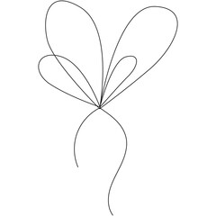 Abstract Stylized Outline of a Plant with Delicate Dashed Lines and Arcing Petals on a Transparent Background Minimalist Botanical Illustration