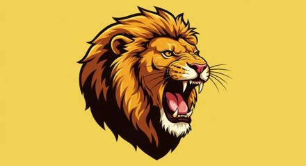 Roaring Majesty: A Bold Cartoon Lion Head with Intricate Details and Fierce Expression
