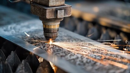 Closeup of laser engraving intricate designs onto a custom metal bracelet showcasing precision for personalized jewelry creation.
