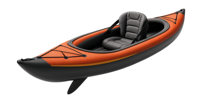 Inflatable kayak featuring a removable skeg and adjustable seating options.