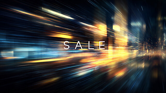 Dynamic motion blur effect with vibrant colors and sale text flying across the background, creating an energetic atmosphere for promotional content and marketing campaigns - Powered by Adobe