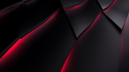 Modern abstract background with dark geometric panels and glowing red light. Futuristic technology or gaming wallpaper design