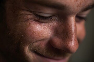 Fototapeta premium Close-up shot of a man's face with a gentle, peaceful expression