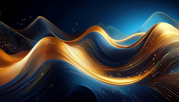 mesmerizing golden and blue digital wave visualization - Powered by Adobe