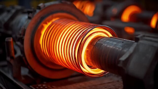 Electric ladle preheating in a medium shot showing heated coil elements wrapped around the ladle highlighting energyefficient preparation methods.