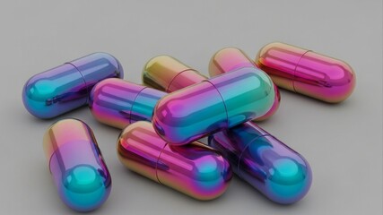 Colorful Capsules - A Pile of Rainbow-Hued Medication.
