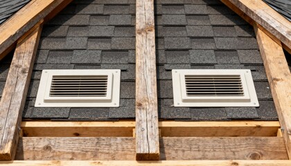 Medium shot of a series of attic vents integrated into roof trusses enhancing natural ventilation and moisture control.