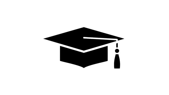 Vector illustration&nbsp;of simple black silhouette icon of a graduation cap or mortarboard isolated on transparent background