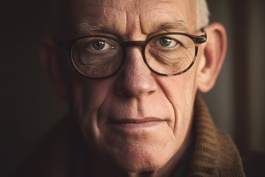 Close up portrait of a man wearing glasses in a contemplative mood