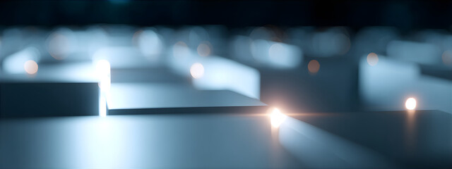 Abstract background with glowing light beam and geometric shapes. Futuristic digital technology concept for presentation or banner design.