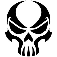 Vector Art Minimalistic Maori Skull Pattern in Black and White for Tattoos or Logos