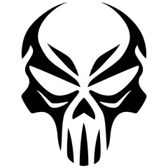 Vector Art Minimalistic Black and White War Paint Skull for Tattoo Emblem or Logo Design