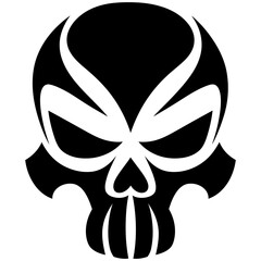 Vector Art Maori Skull Pattern Black and White Minimalistic Tattoo Emblem Design for Logo