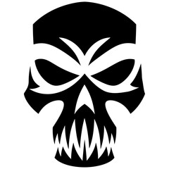 Vector Art Tiki Skull Minimalistic Black and White Design for Tattoo Emblem or Logo