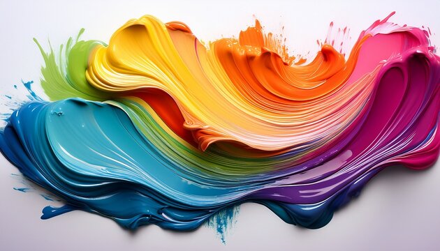 vibrant flowing paint swatches on white background